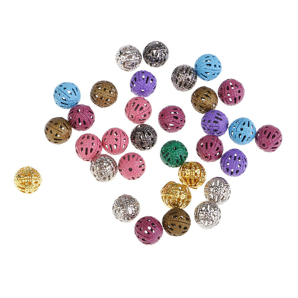 100pcs Iron Hollow Metal Beads For Crafts Loose Spacer Beads Round Beads
