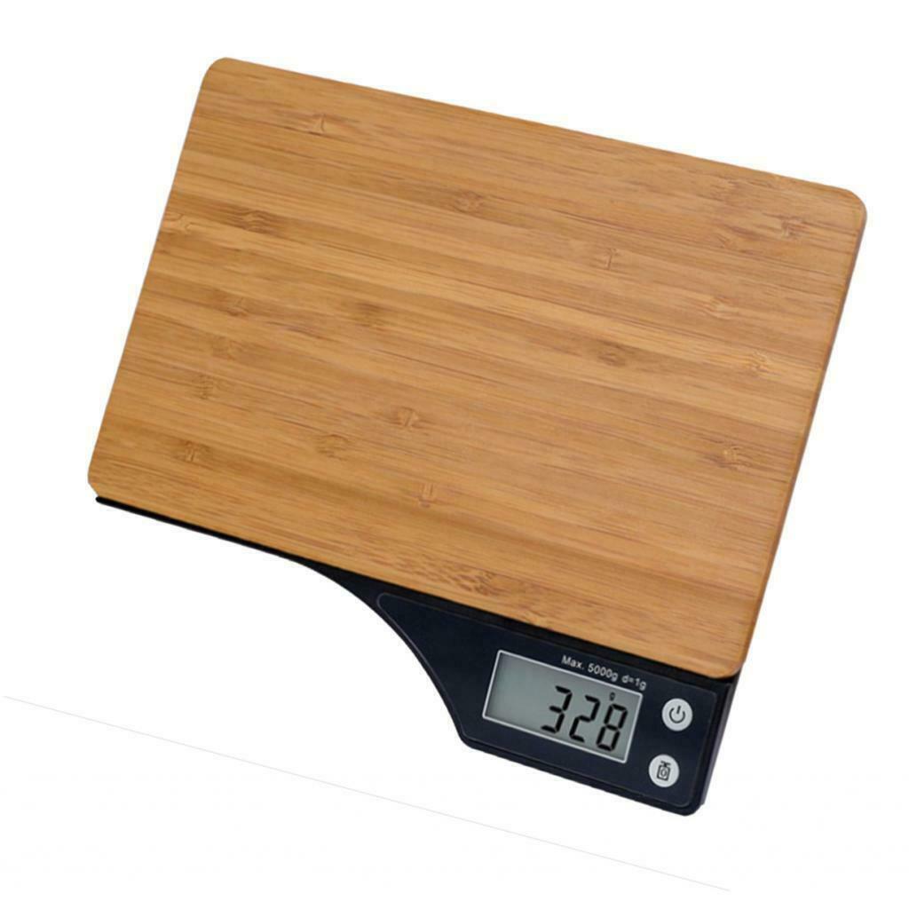 5kg Bamboo Kitchen Cooking Food Electric Digital Scales Tools 200x165x19mm