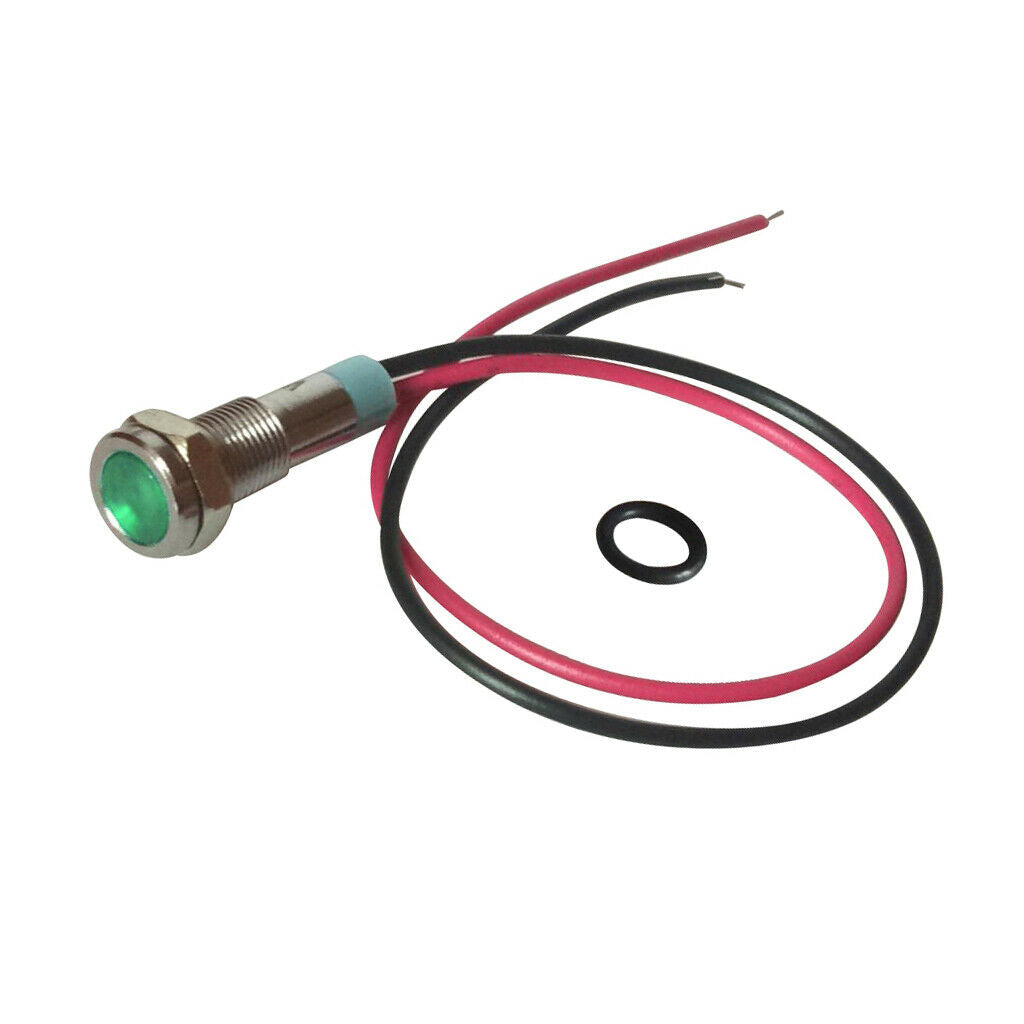 2Pcs 6mm 12V LED Metal Indicator Light Signal Lamp with Wire Leads Red&Green