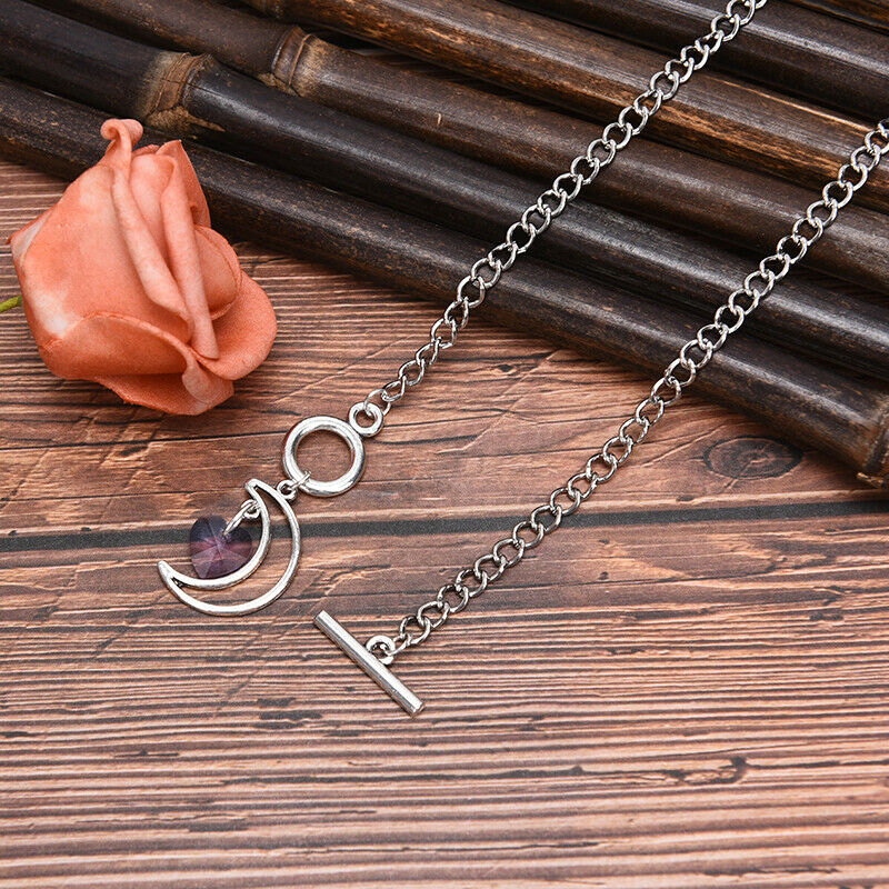 Fashion Love Heart Moon Pendant Choker OT Buckle Neckalce Jewelry Accesso.l8