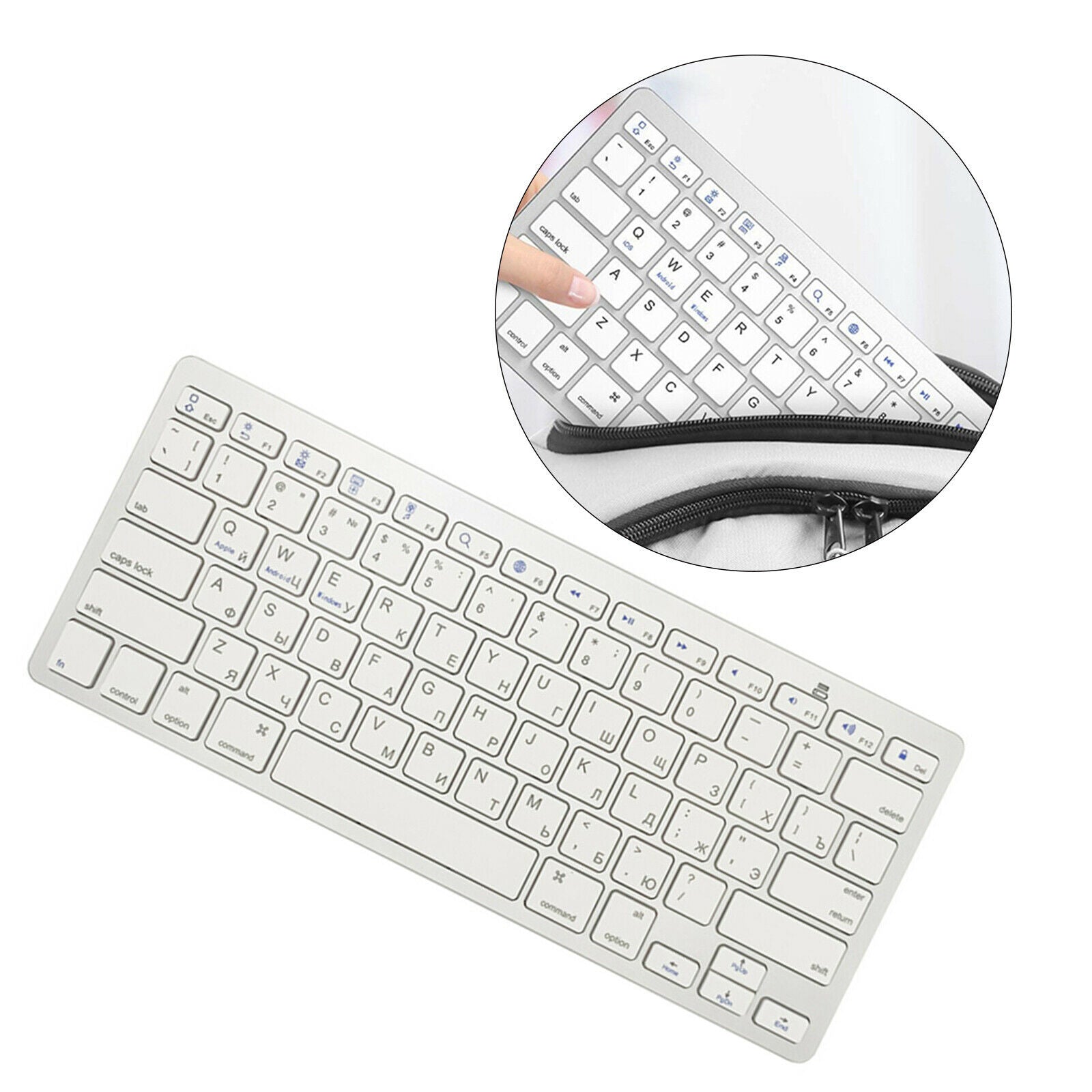 1x 78 Keys Bluetooth Keyboard Russian for Laptop Universal Lightweight