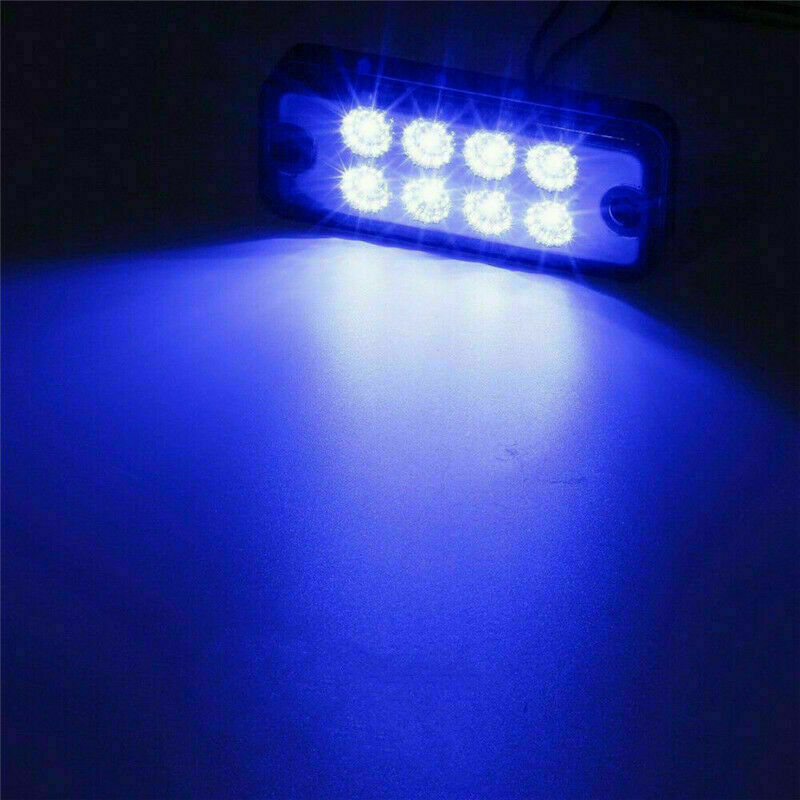 4x Blue 4 Inch 8 LED Rectangle Truck Semi Trailer Side Marker Clearance Light