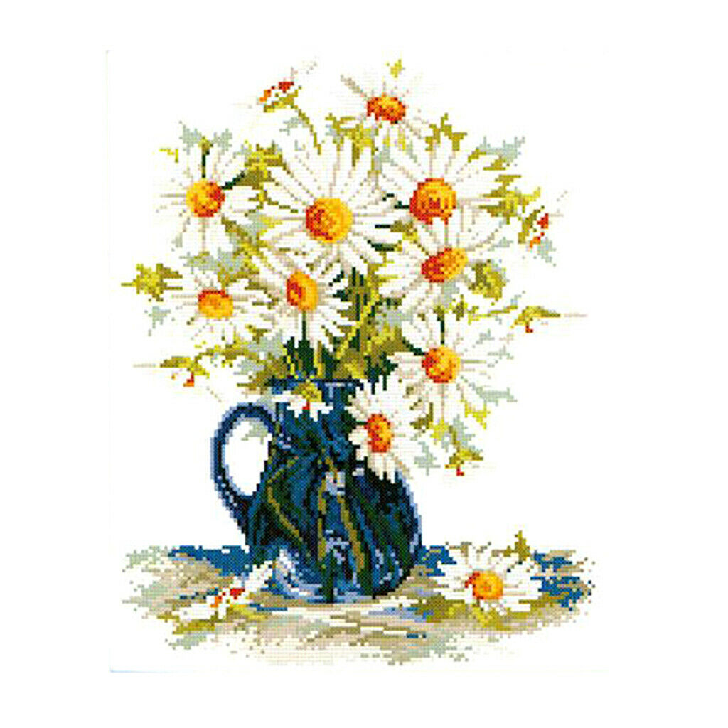 Daisy Printed Cross Stitch Kit for Beginners Stamped Flowers Patterns Decor