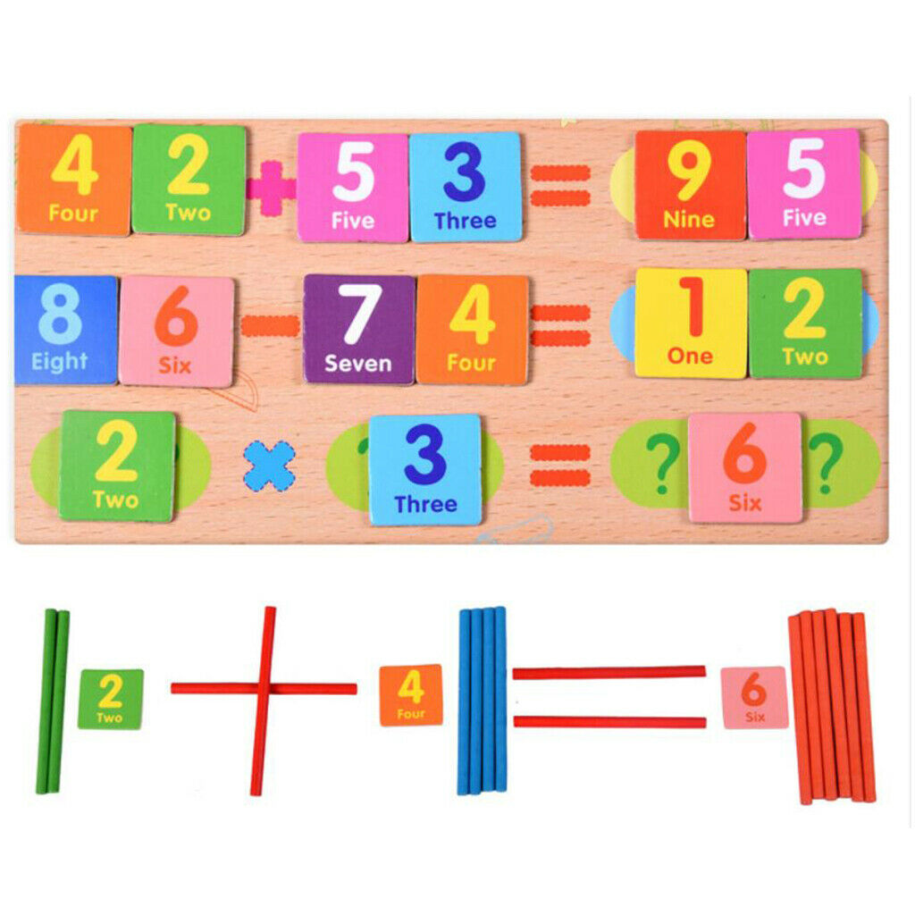 Counting Sticks Wood Montessori Card Math Learning Kids Tangram Toys Write