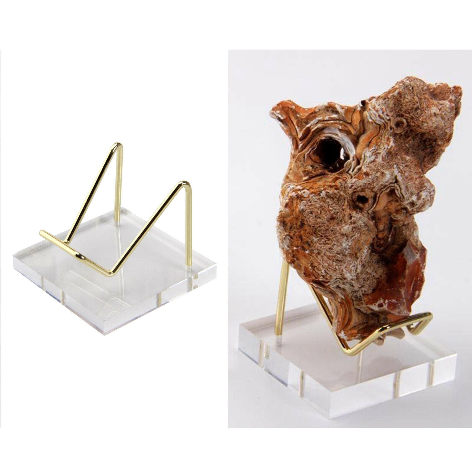 Transparent Acrylic Display Stand Easel for Mineral Fossil Rocks Quartz Medals