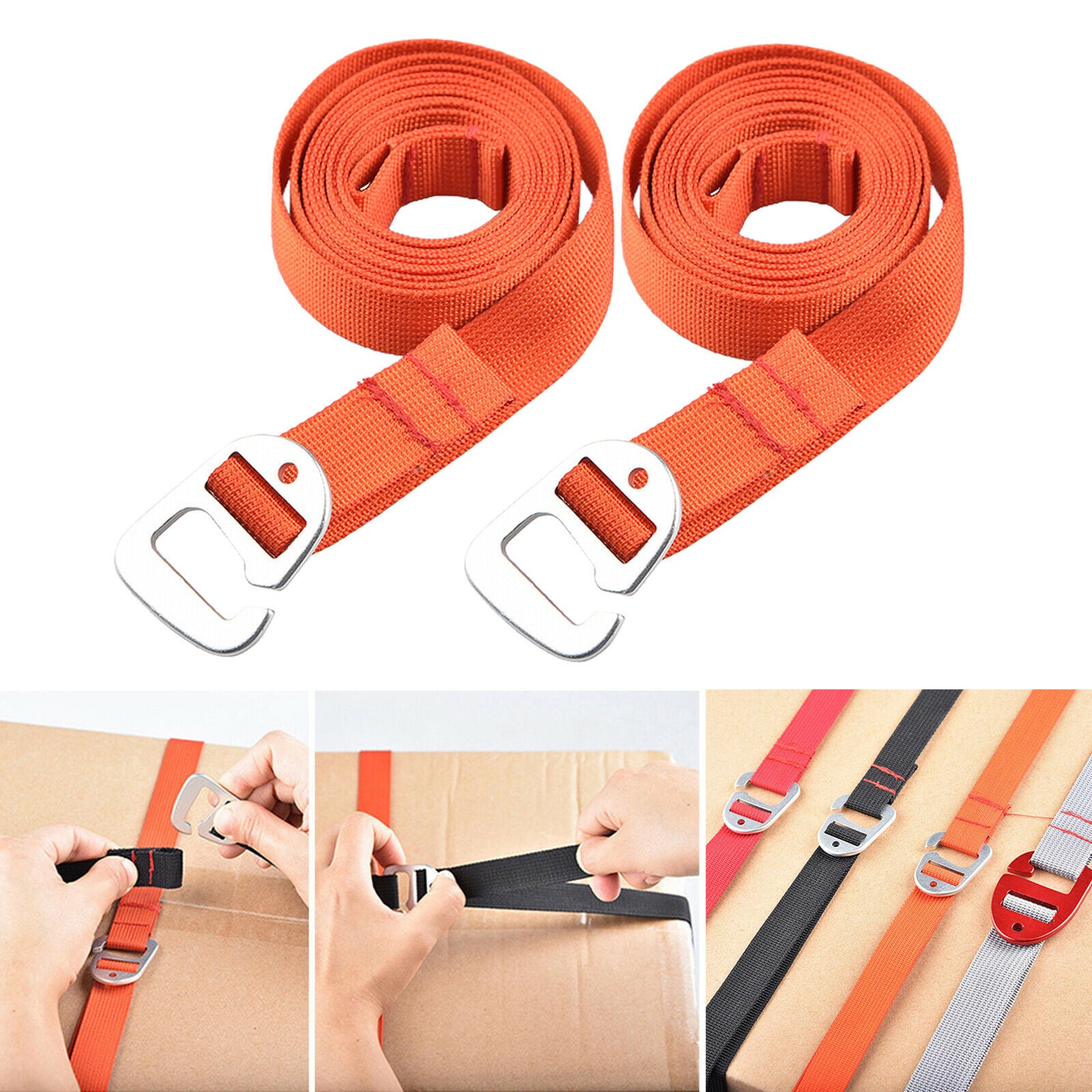 Duty Luggage Strap with Hook Travel Suitcase Packing Luggage Belt 2m,Orange