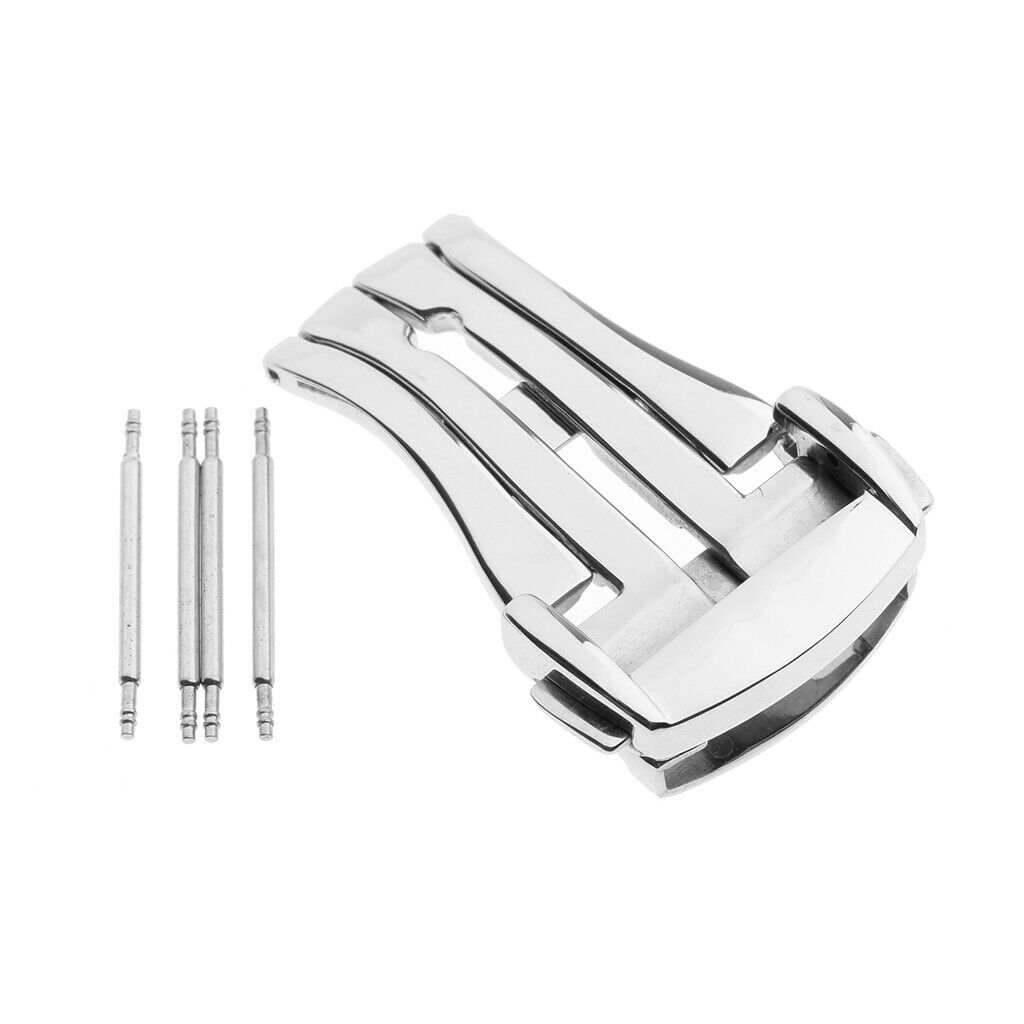 18mm Stainless Steel Butterfly Buttons Deployment Watch Band Buckle Clasp Band