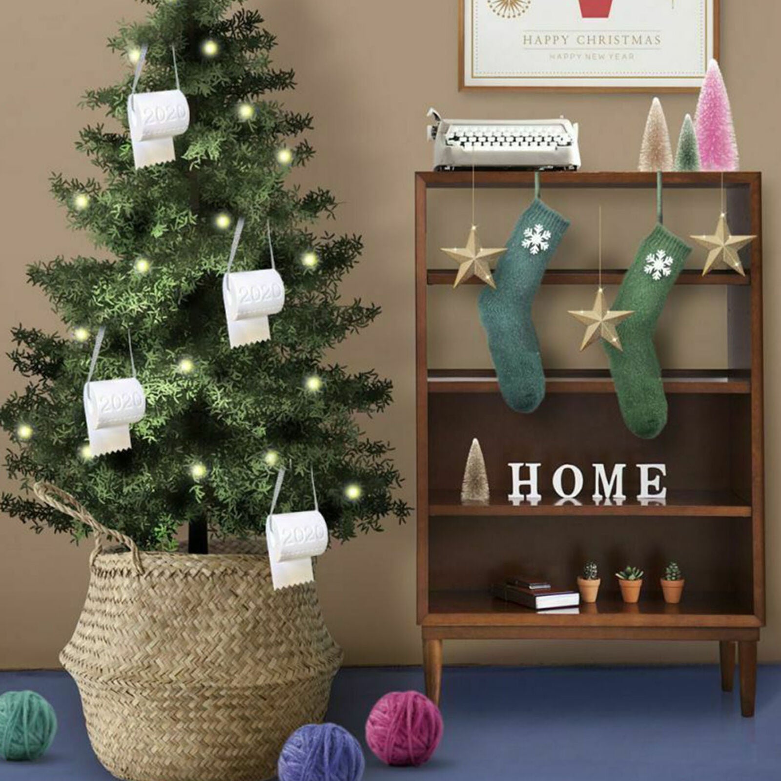 Christmas Toilet Paper Roll Xmas Tree Hanging Ornament Pandemic Decorations
