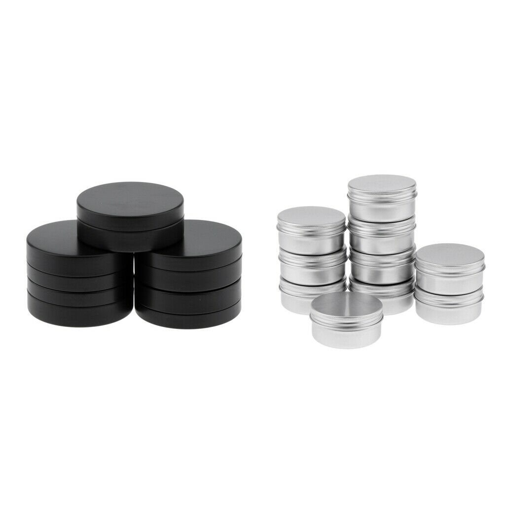 15 Pack Aluminum Empty Cosmetic Boxes Vial Bottles Round Pot Jars with Lid 100ml