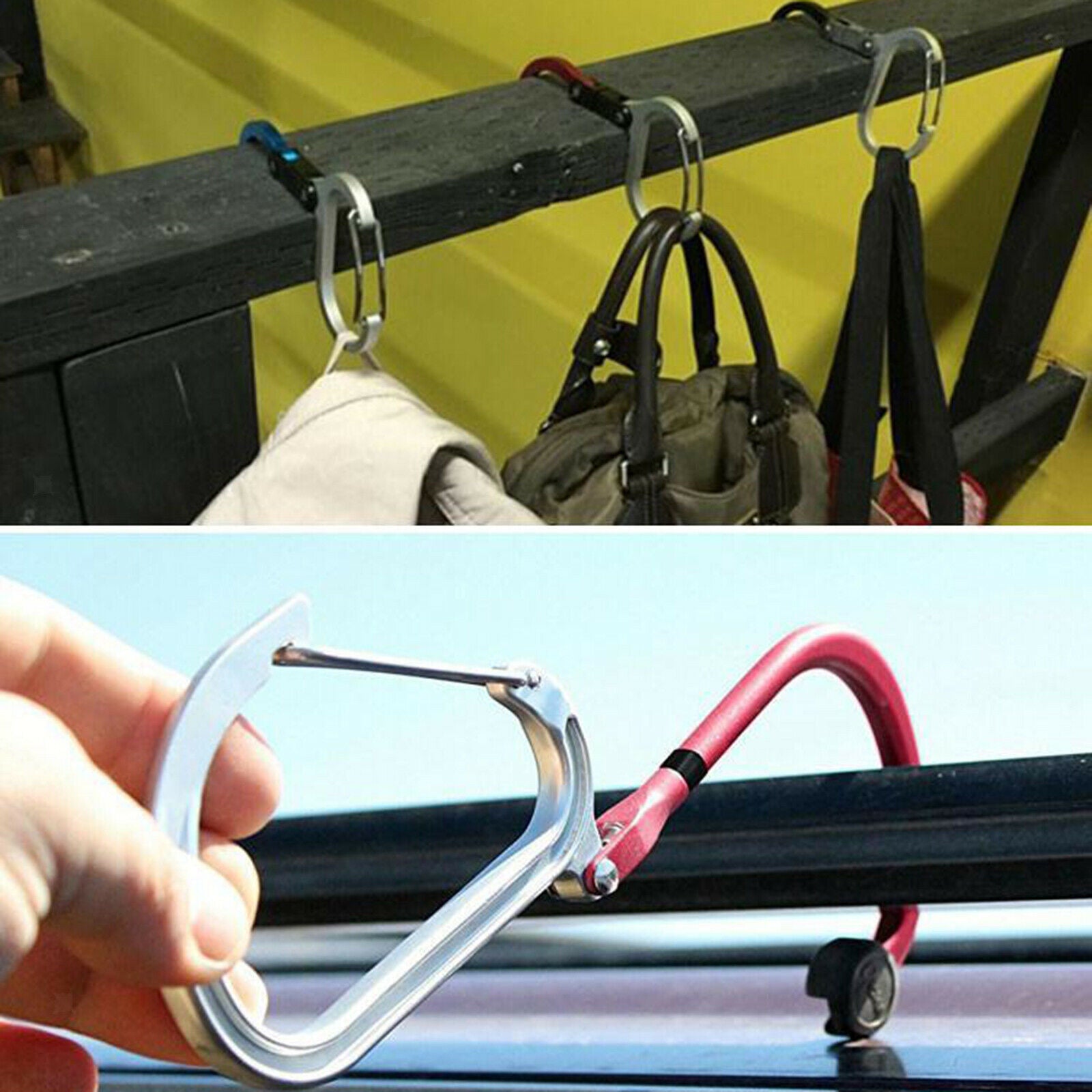 Alloy Carabiner Clip & Hook for Purse Shopping Bag Hanging Lock Buckle Hanger -