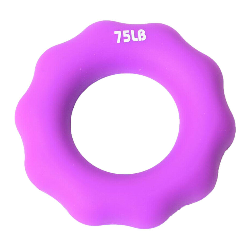 Silicone Hand Finger Grip Ring Muscle Power Training Exerciser Purple 75LB
