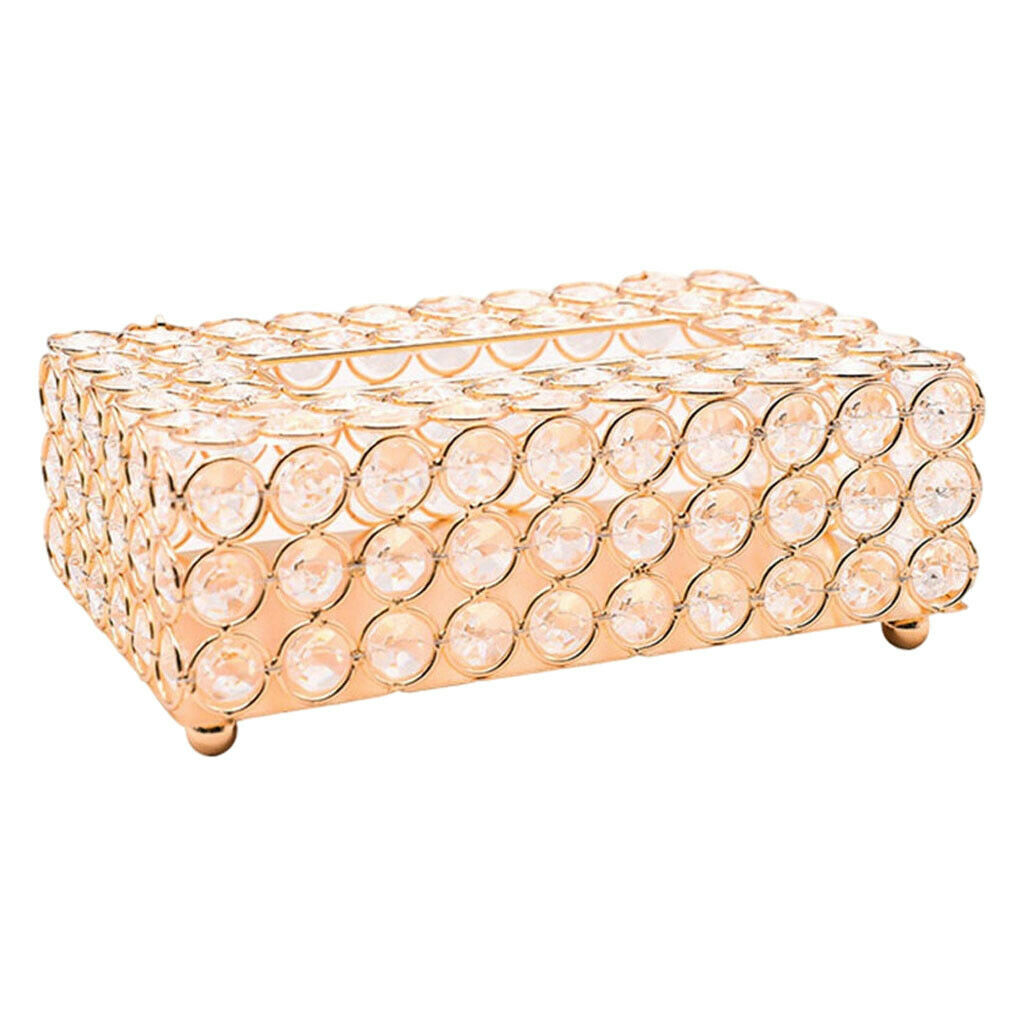 Crystal Tissue Box Cover Rectangle Decorative Napkin Toilet Paper Case