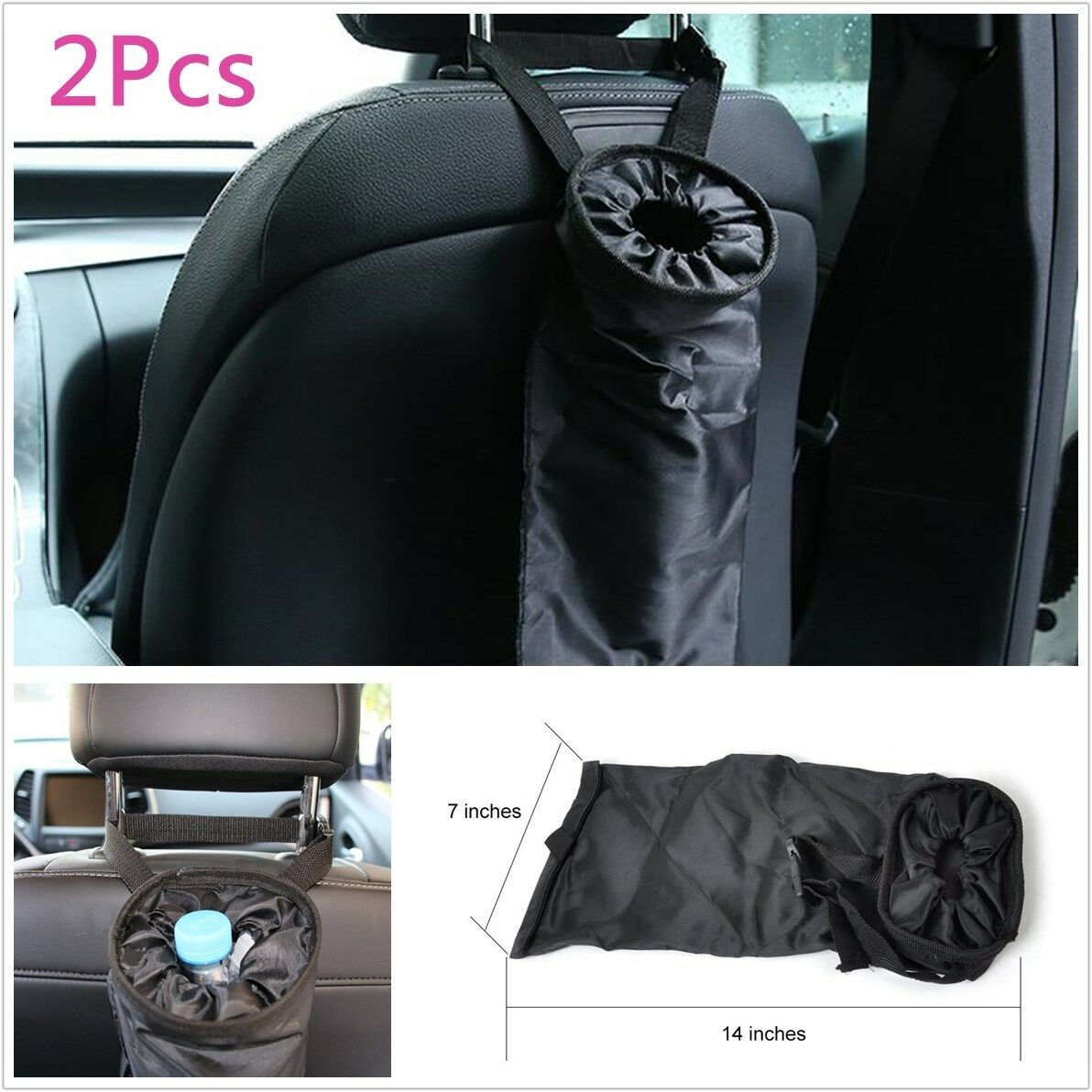 2x Trash Bags Car Trash Can Washable Leakproof Seatback Hanging Car Garbage Bags