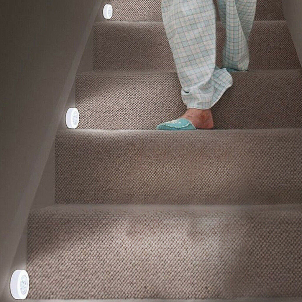 6 LED Auto Motion Sensor Infrared Toilet Cabinet Stair Lamp Night Light Battery