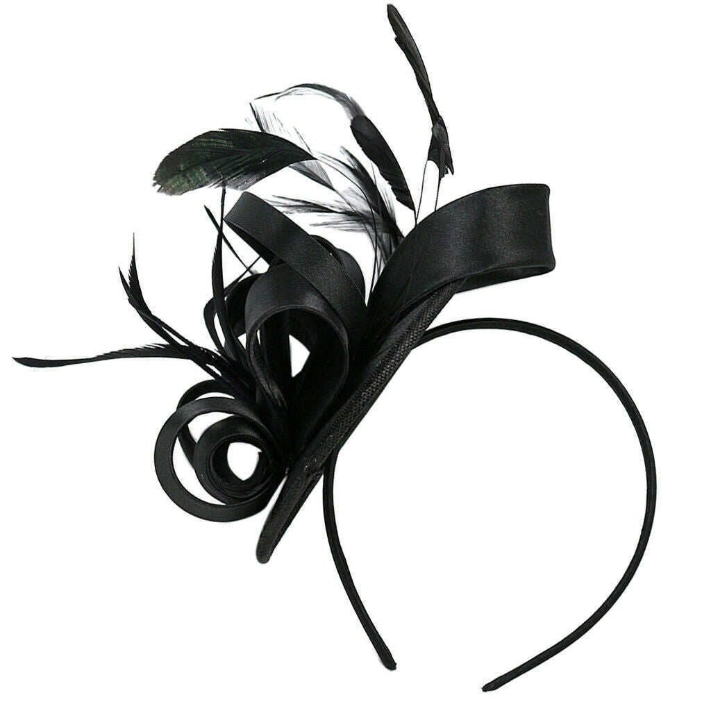 Lady Flower Fascinator Hat Women 1920s Wedding Bridal Headband Black