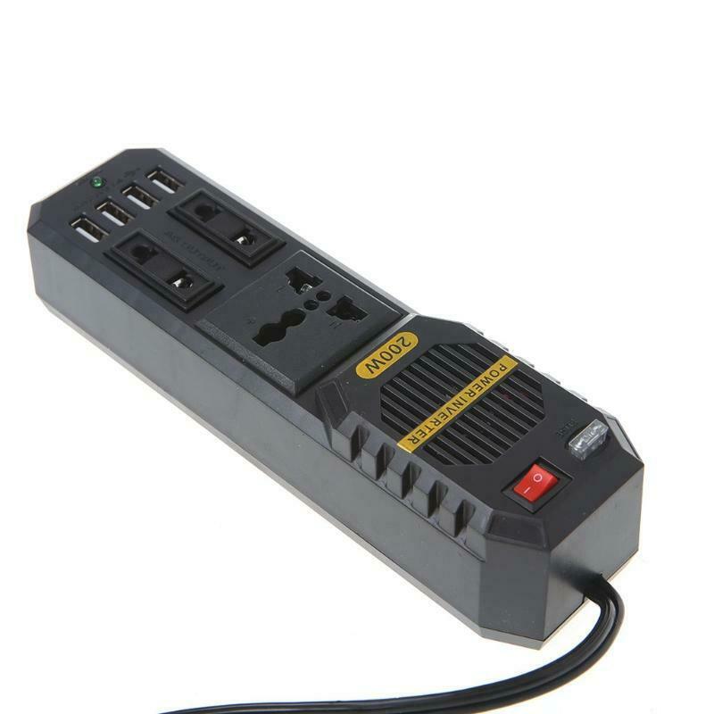 200W Car 4 Port USB 12V DC to AC 220V Vehicle Power Inverter Adapter Converter