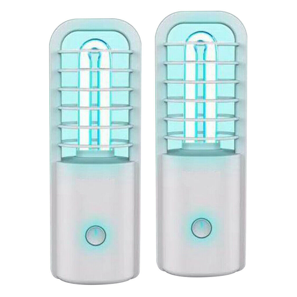 2x Rechargeable UV Ozone Sterilization Lamp Light For Home Toilet Bedroom