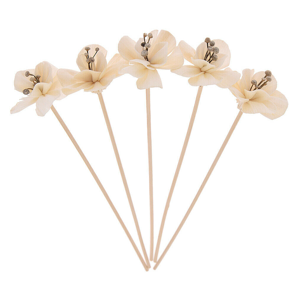 5x Flowers Diffuser Rattan Reed Incense No Fire Replacement Refill Sticks Decor