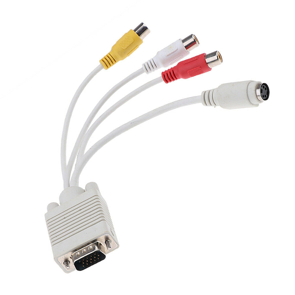 VGA Male to S-Video 3 RCA Female Video Cable AV TV Adapter Converter for PC