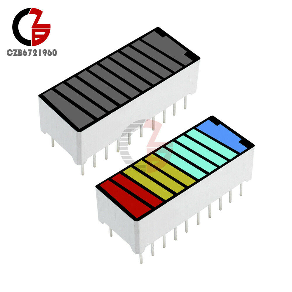 10Pcs 10 Segment 4 Color LED Digital Tube Battery Indicator Bar Light Display