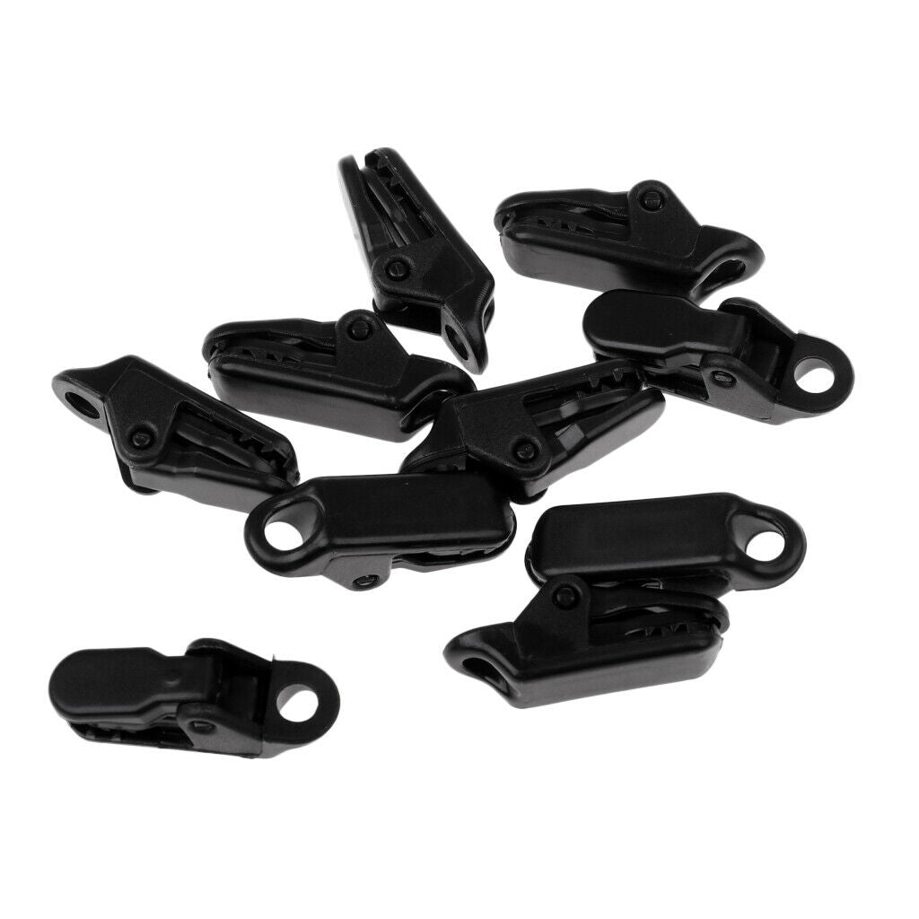 10pcs Camping Tent Clips Accessories Outdoor Tent Clamp Black Hanging Hooks