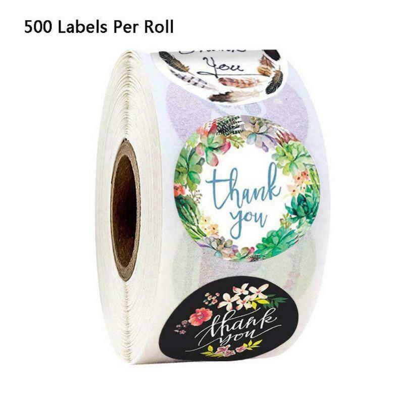500pcs 8 Designs Flower Thank You Stickers Wedding Favors Party Handmade Labels