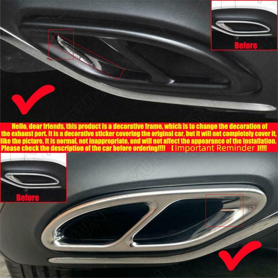 For Mercedes Benz A/B/GLE/GLC/E Class Car Rear Exhaust Tail Pipe Cover Trim 2Pcs
