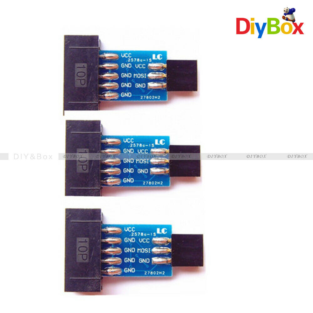 5PCS ATMEL AVRISP STK500 USBASP Adapter Board USB 10 Pin to 6 Pin Adapter - Blue