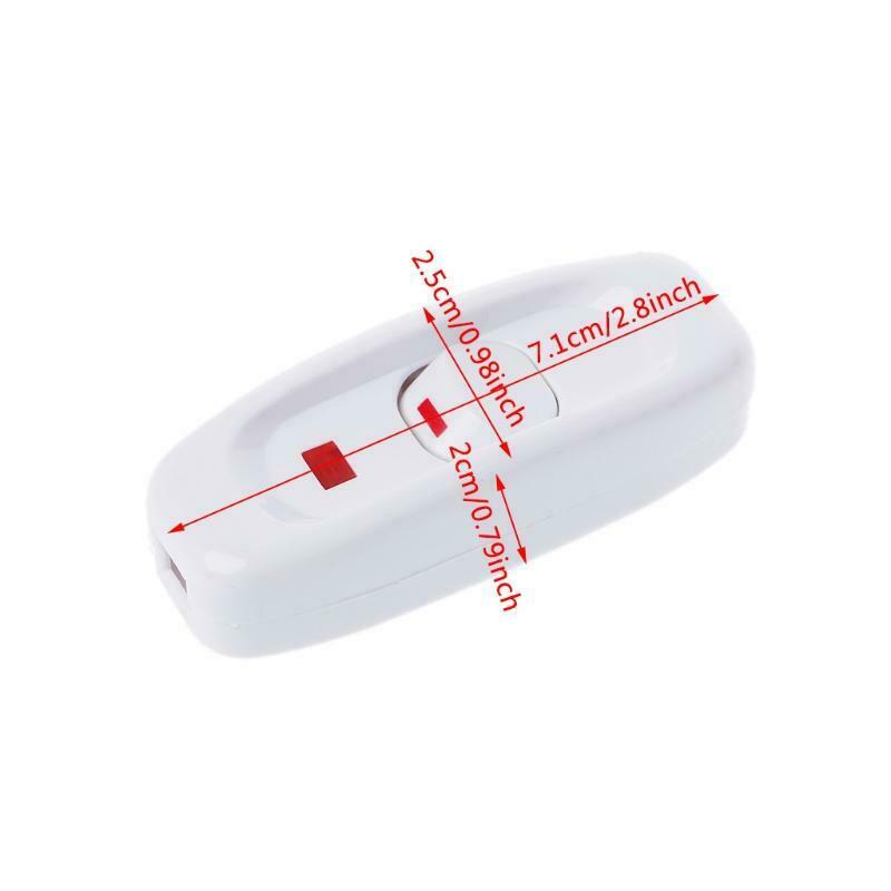 Compact White Plastic In-line Cord Light Lamp Switch 10A 250V with LED Indicator