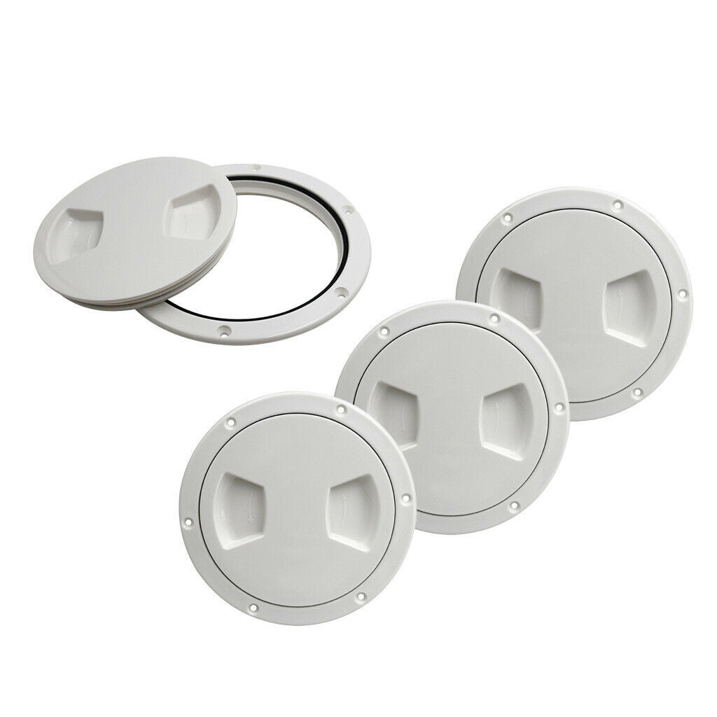 4X Marine Boat RV White 5" Access Hatch Cover Twist Out Deck Plate Screws