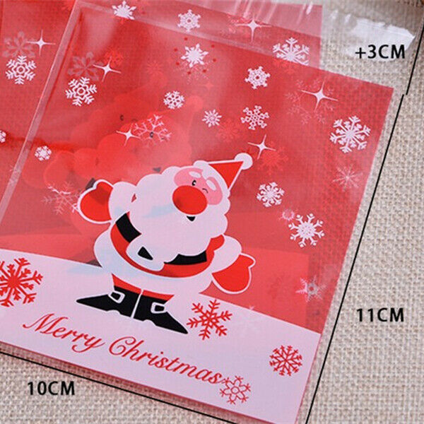 Santa Claus Bakery Cookie Candy Gift Soap Favor Cello Adhesive OPP Bag