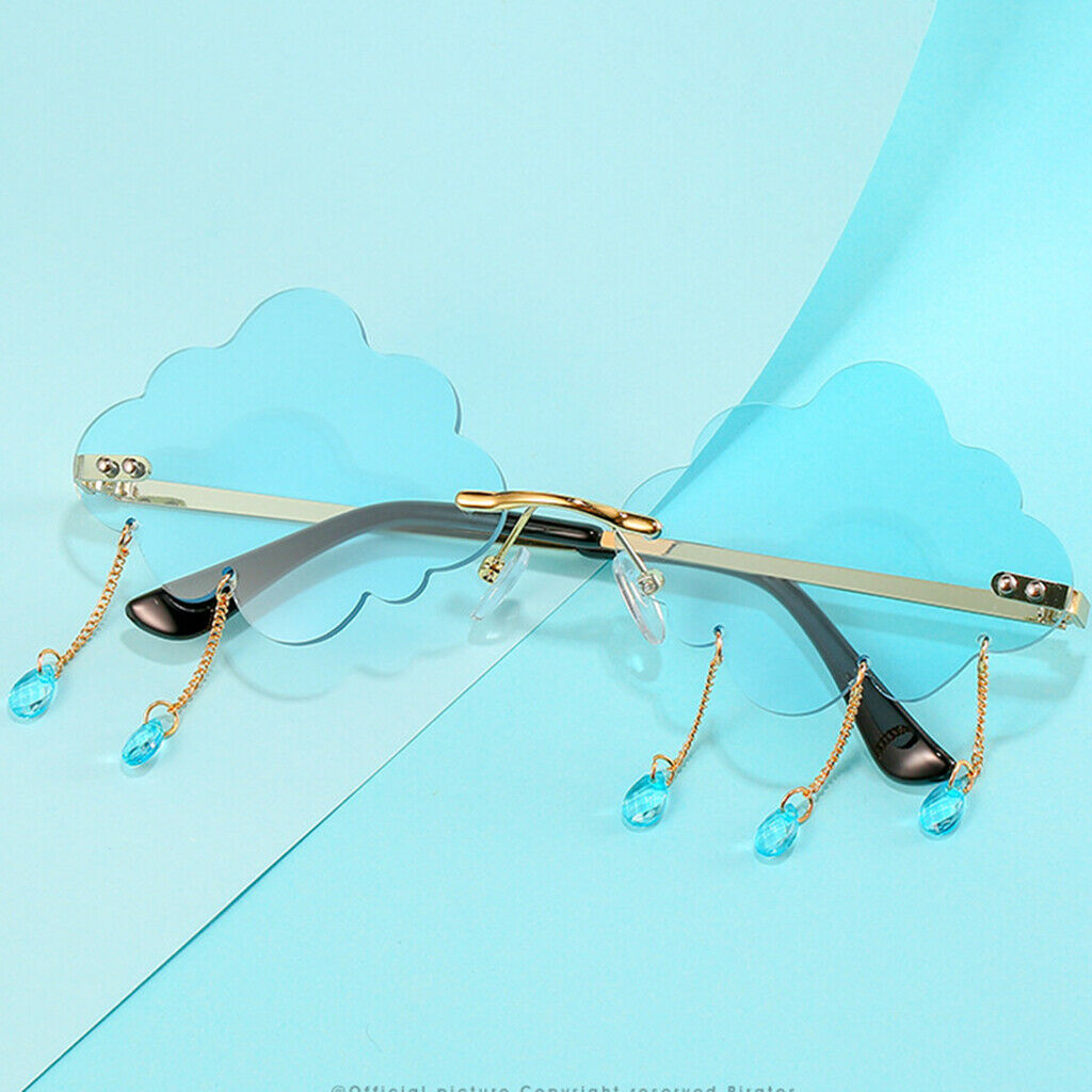 2pcs Punk Cloud Sunglasses Rimless Sun Glasses UV400 Luxury Design Eyewear