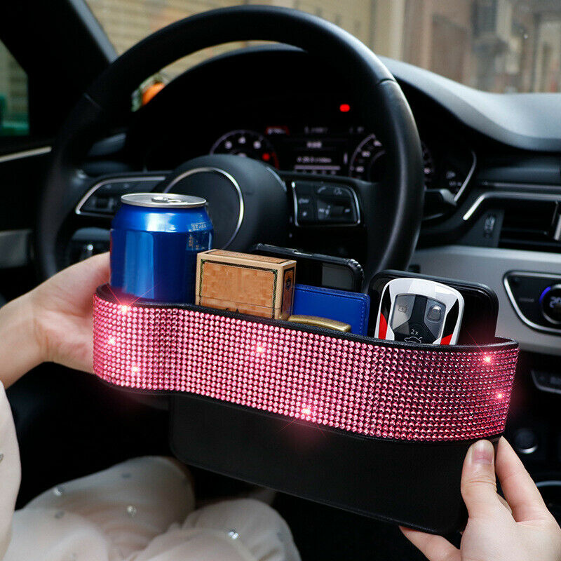 2X Car Seat Side Organizer Shine Diamond Storage Box SUV Multi Pocket Cup Holder
