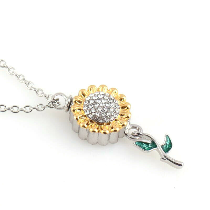 Cremation Pendant Sunflower Necklace Keepsake Urn Necklace For Ashes Jewe.l8