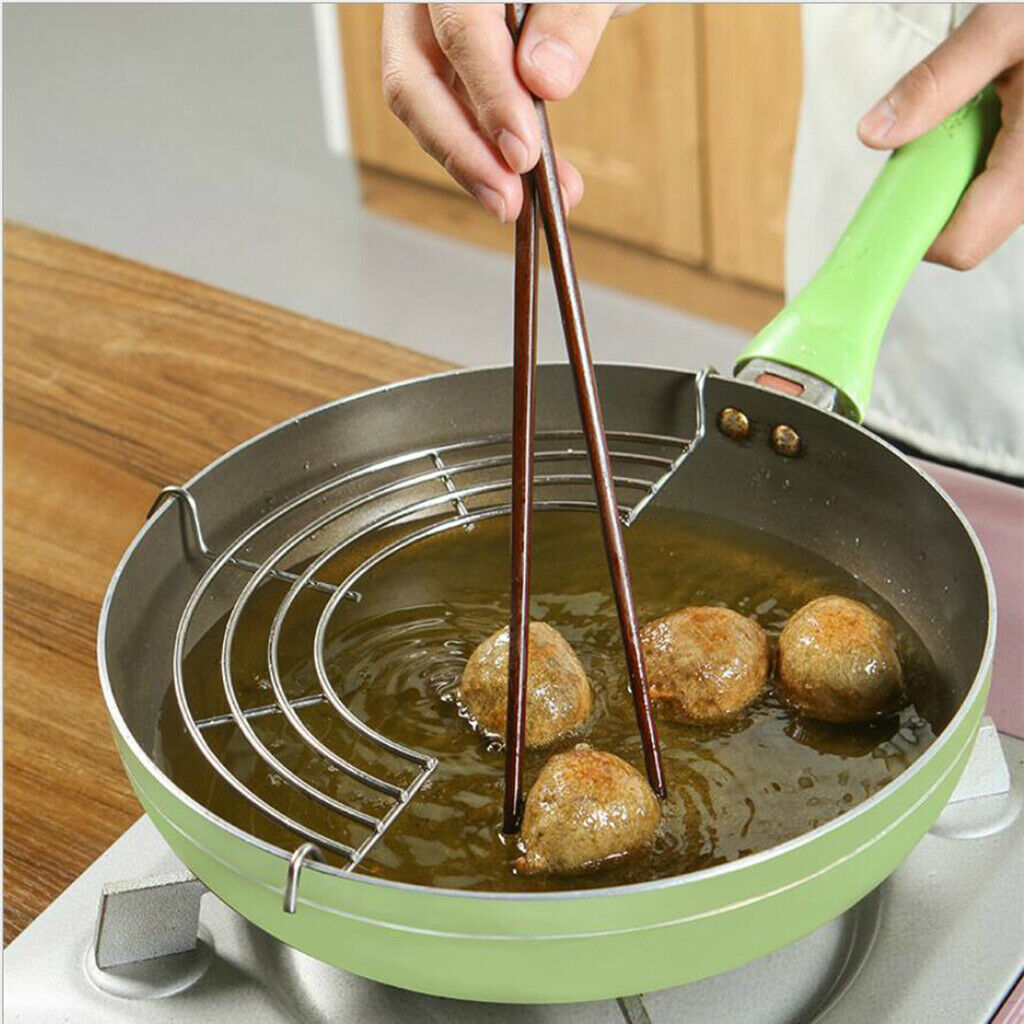 Stainless Steel Oil Drain Rack Steamer Frying Tray Frying Rack for Fry Pan
