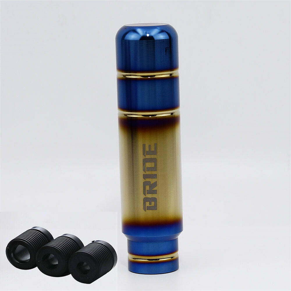 5'' Universal Car Gear Shift Knob Shifter Lever w/ Adapters Aluminum Burnt Blue