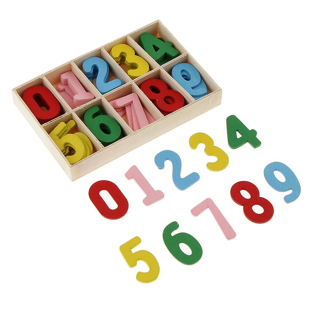 60x wood 0 9 Arabic number pieces for children children early learning