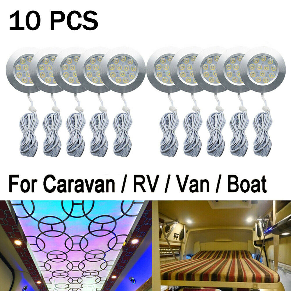 10x 12V Warm White LED Embedded Interior Dome Ceiling Light For RV Boat Camper