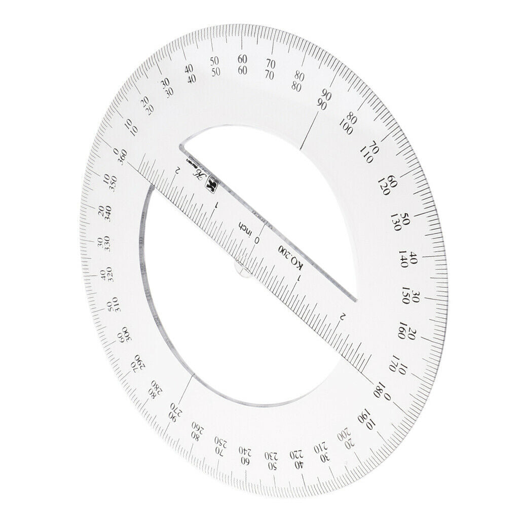 Protractor 360 Degree Acrylic Stationery Drawing Rule Circular Trigonometry 360