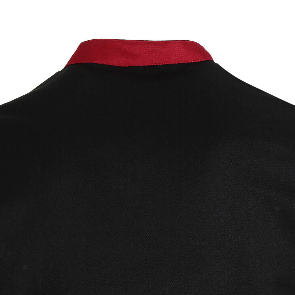 Unisex Chef Jacket Coat Short Sleeves Shirt Hotel Kitchen Uniform Black