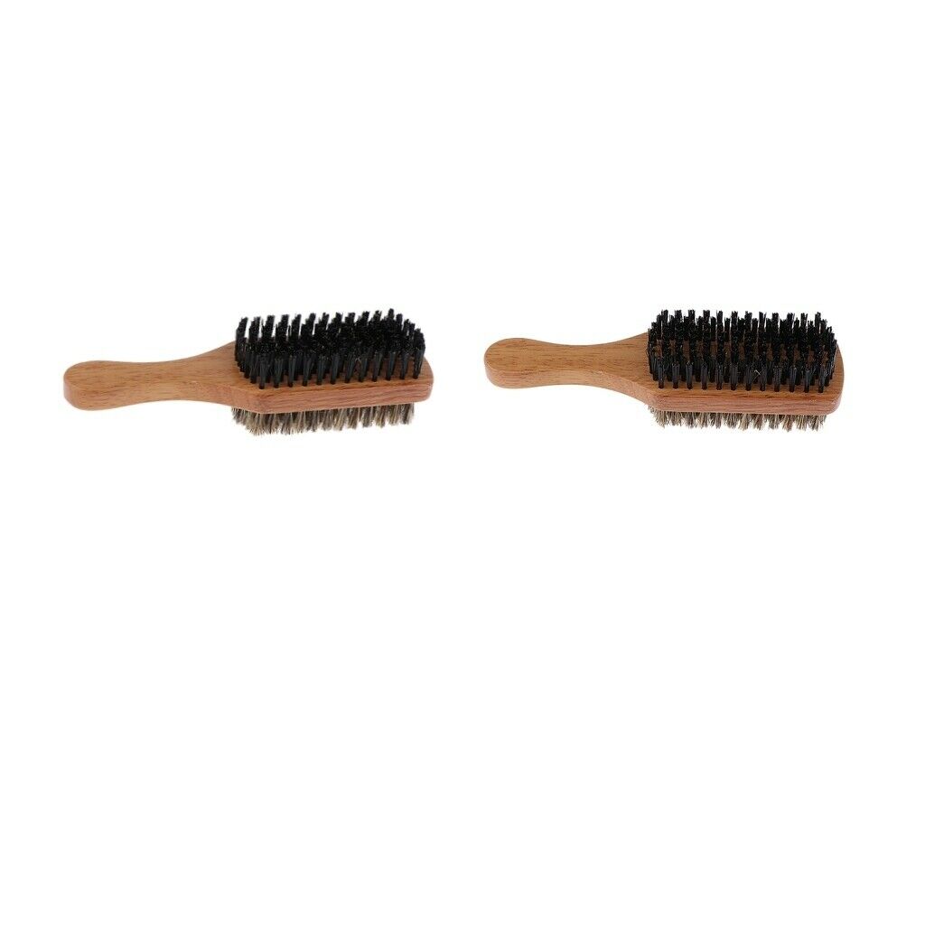 2x Nylon Bristles Beard Detangling Grooming Shaping Brush W/Wood Handle