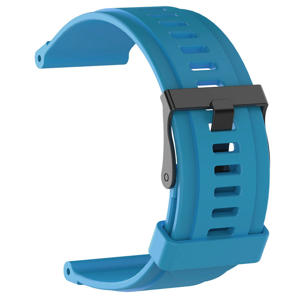 Silicone Accessories Wrist Band W/ Metal Buckle For Suunto  Blue