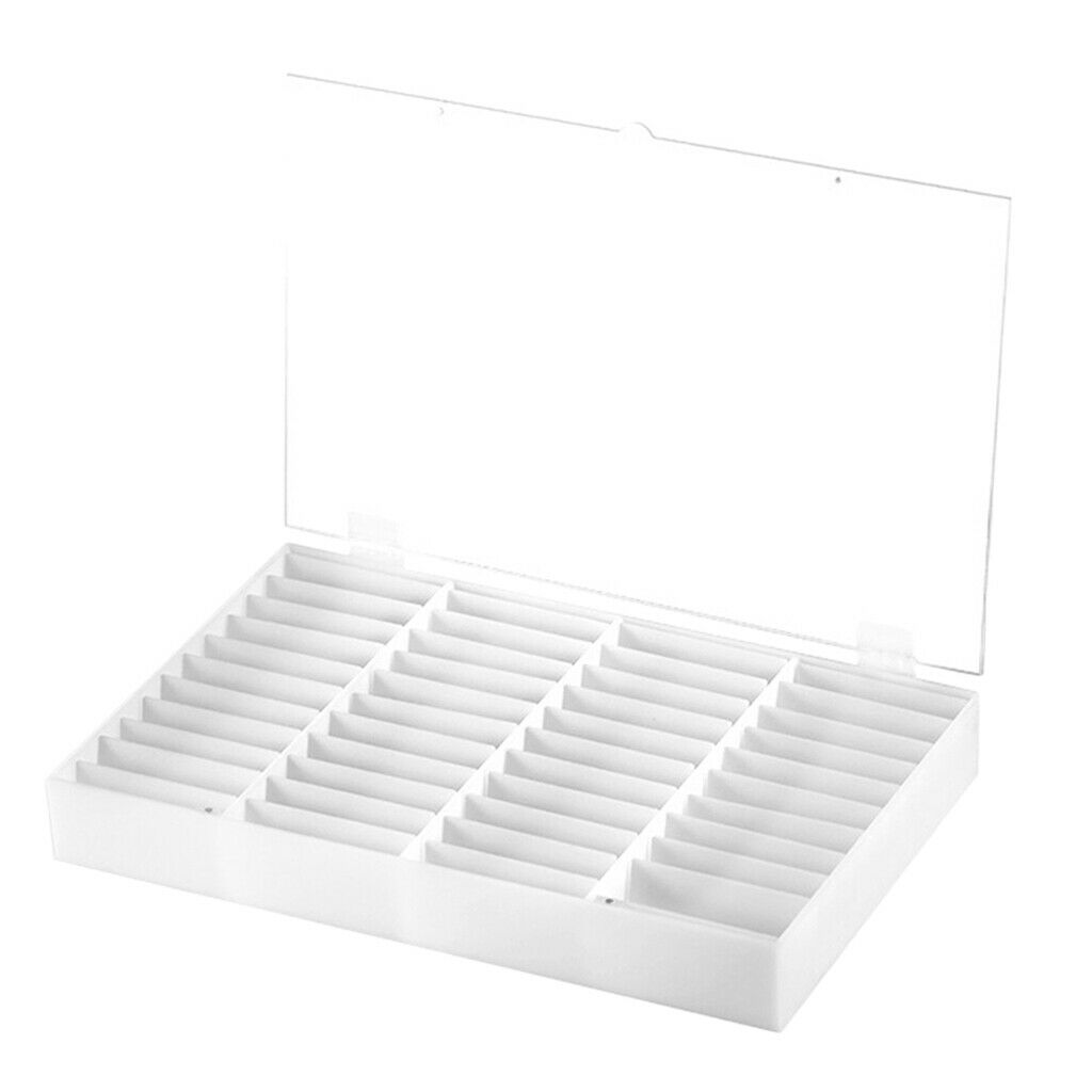 44 Slots No Dust False Nail Tips Display Storage Box Case Organizer W/ Clear Lid