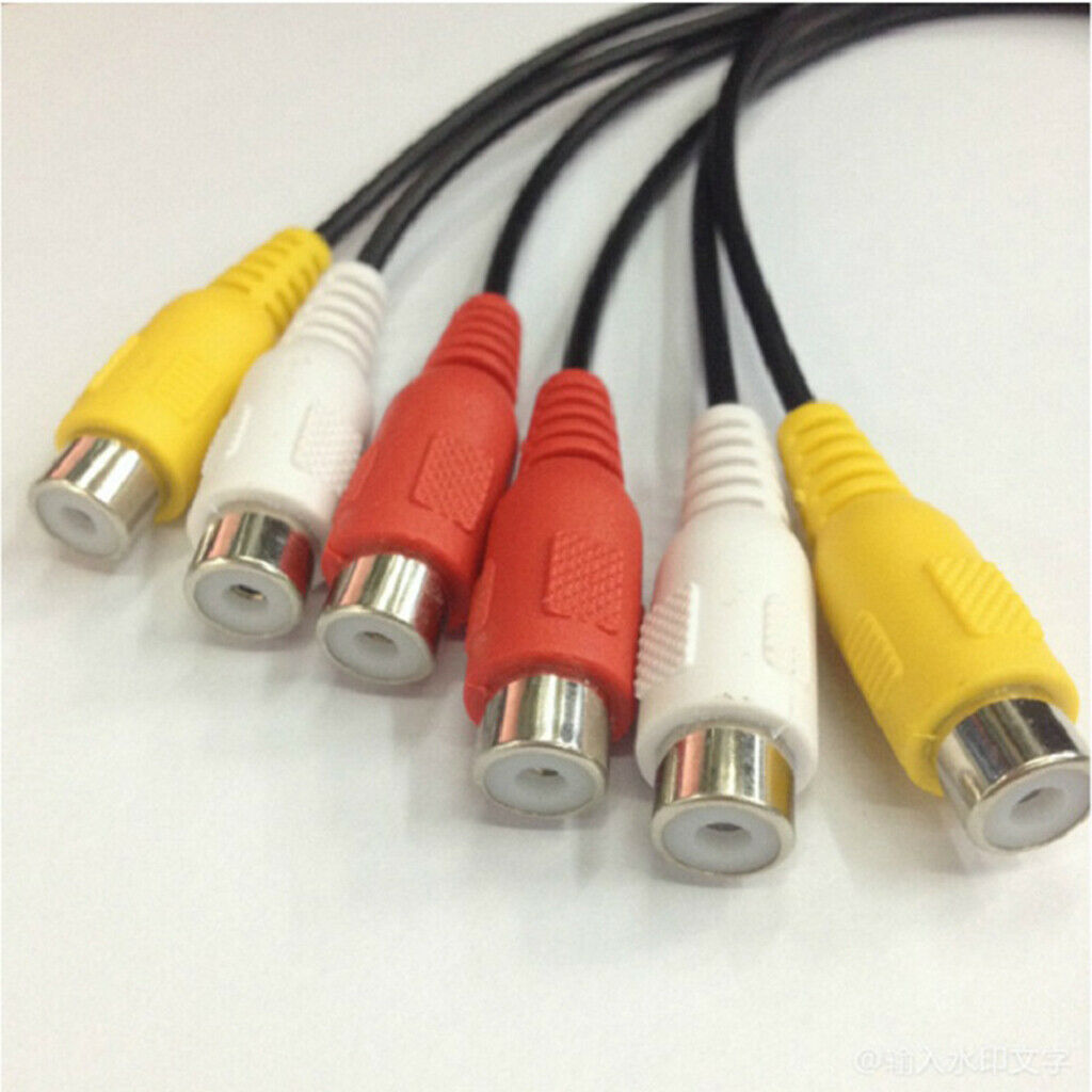 1x AV adapter cable 3 RCA male to 6 RCA female splitter audio video AV