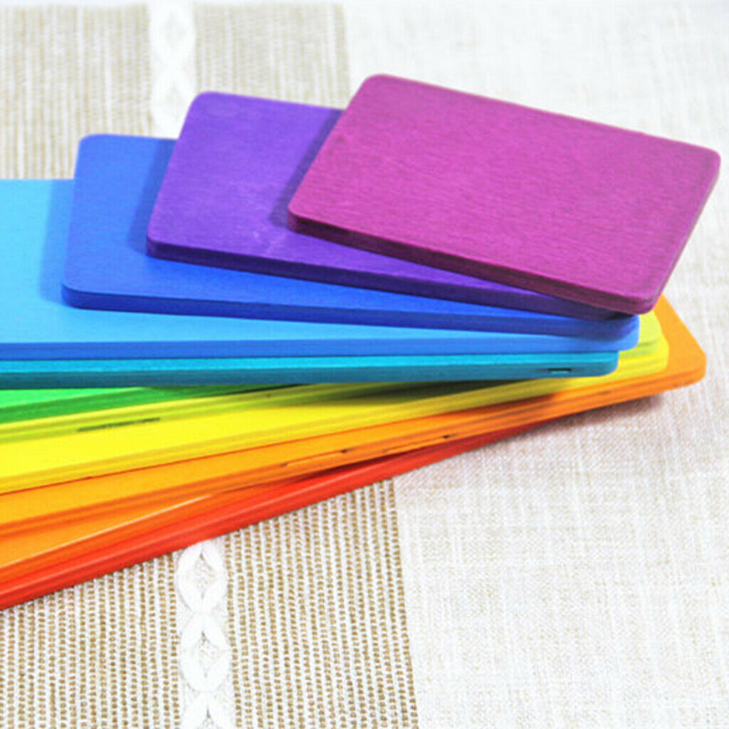 Pack Of 11 Handmade Wooden Rainbow Building Boards Early Learning Toys