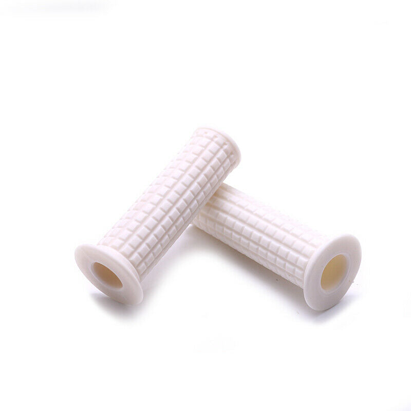 1" Handlebar Motorcycle Retro Lattice White Hand Grips Rubber Handle Cafe Racer