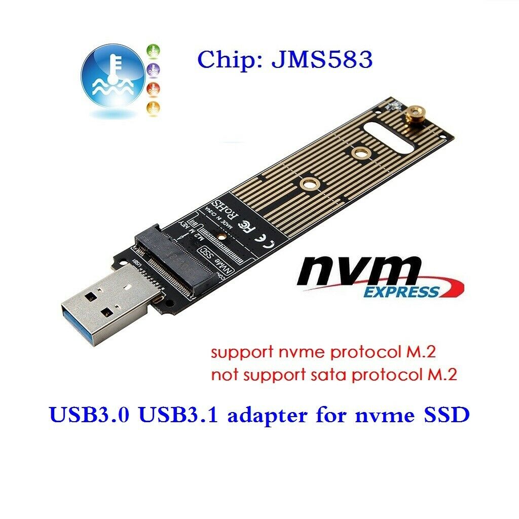 M.2 NVME SSD to USB 3.1 Adapter PCI-E to USB-A 3.0 Solid State Drive Converter
