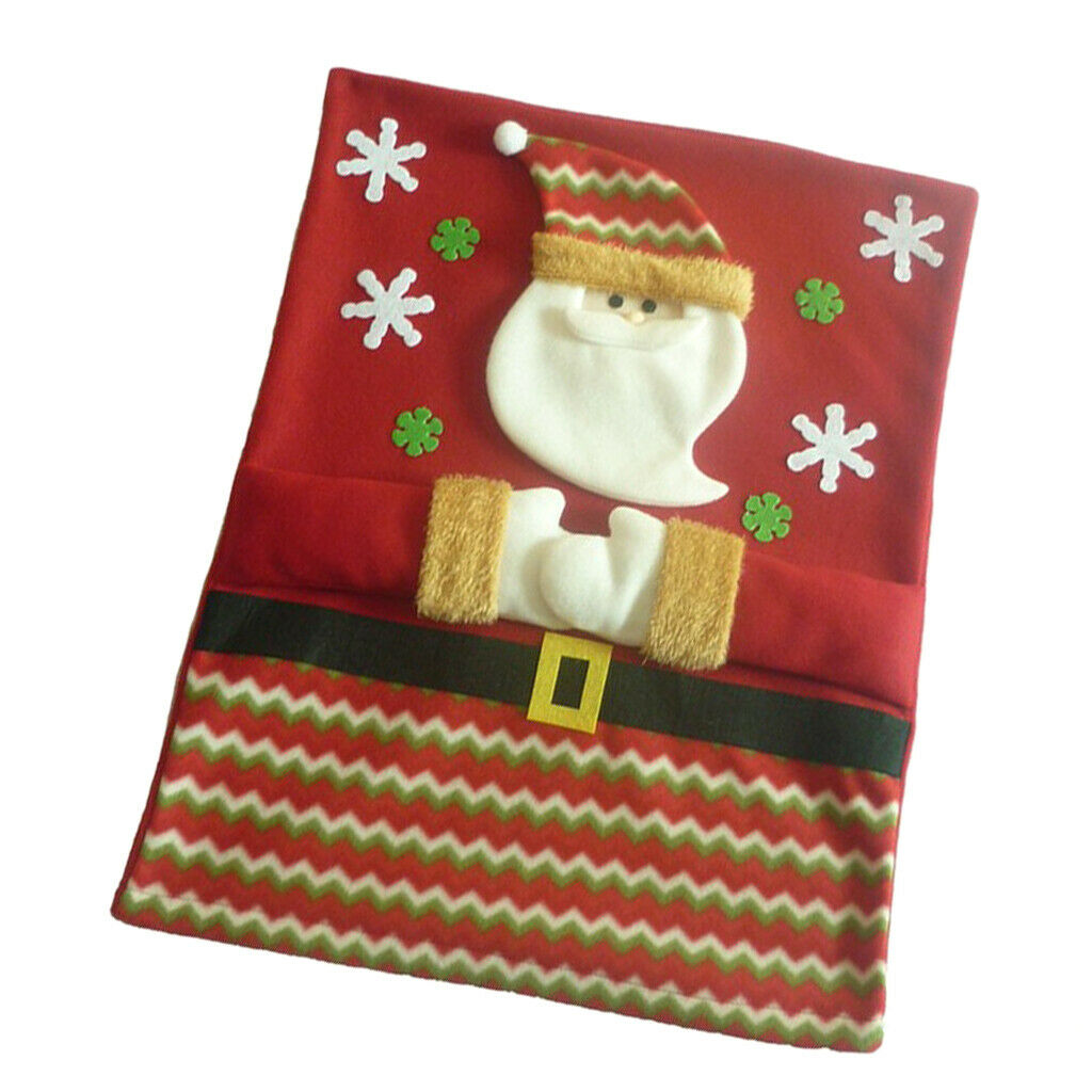 Christmas Santa Claus Chair Back Cover Dinner Table Party Decor Red