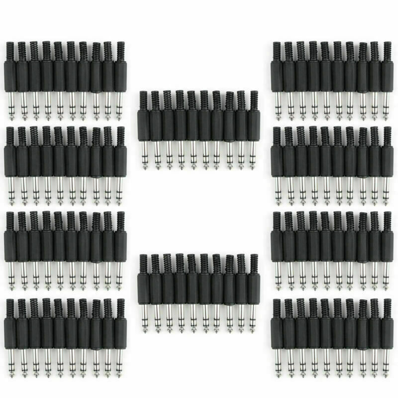 100 Pcs 6.35mm 1/4" Male Stereo Audio Trs Jack Plug Connector Soldering TC