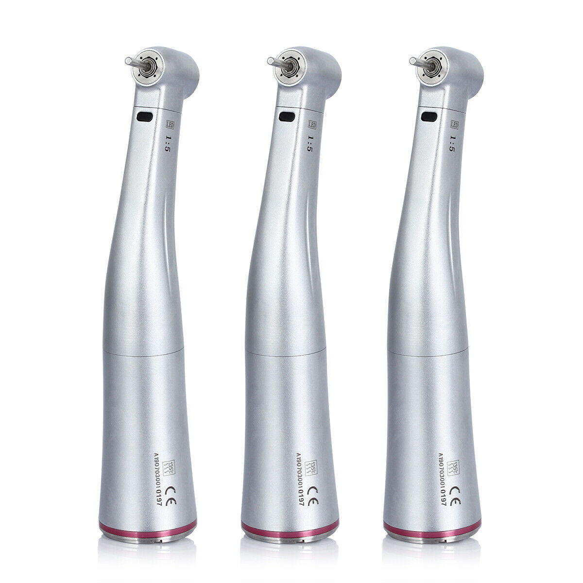 3X Dental 1:5 Increasing Fiber Optic LED Contra Angle Handpiece Push Button